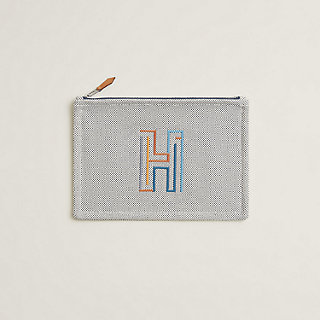 フラットポーチ-刺繍入り-《h