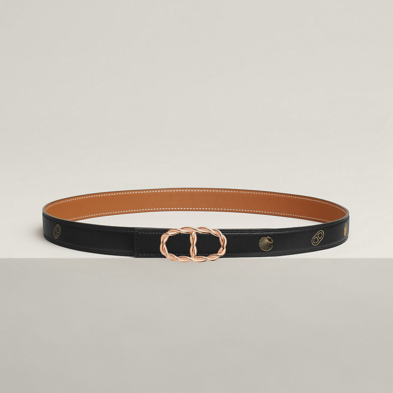 HERMÈS ブラウンレザーベルト ベルトバックル & 《カルーゼル 