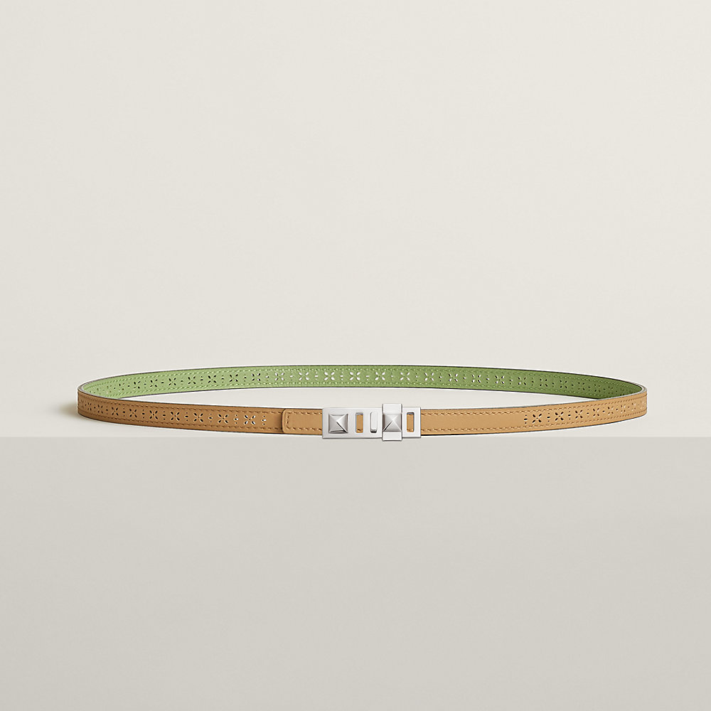 エルメス ミニシェーヌダンクル レザー リバーシブル ベルト イエロー  