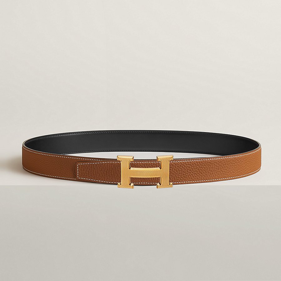 希少 HERMES Hモチーフ チェーン ボックスカーフレザー ベルト レア 