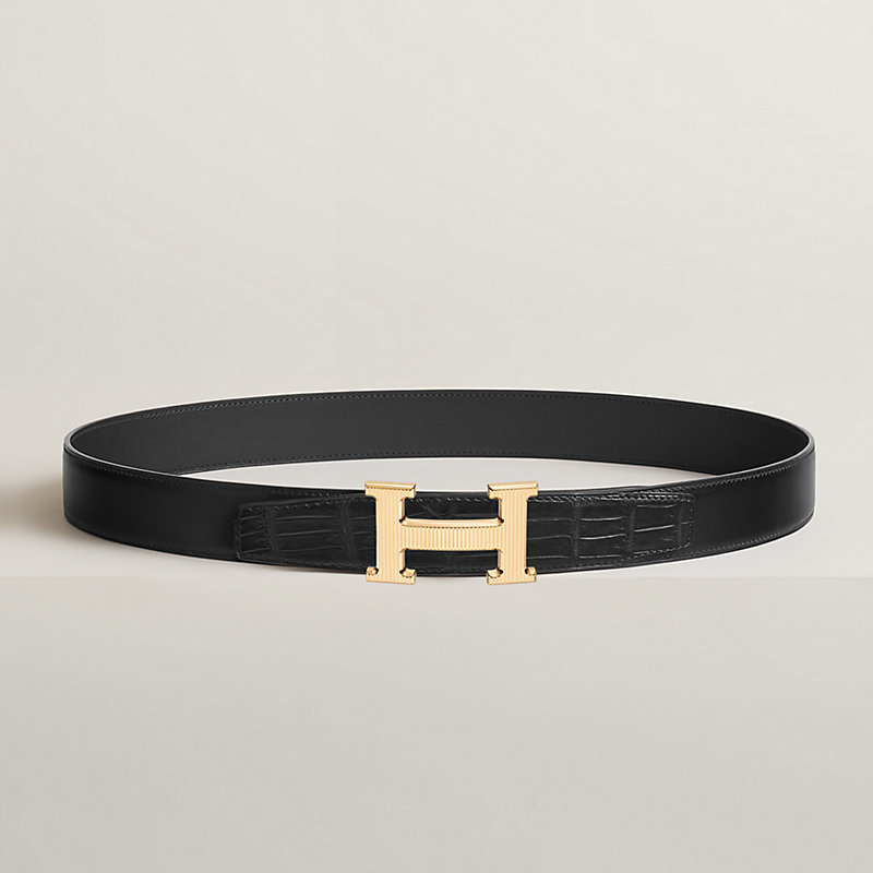 ベルトバックル 《Hストリエ》 & レザーベルト 32 mm | Hermès 