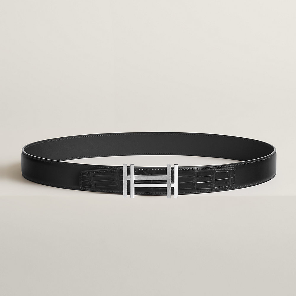 HERMES ベルト H型バックル 黒 レザー - 小物