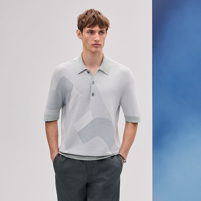 人気セール，お買い得 エルメス ポロ Hロゴ刺繍 サマーニット S 半袖 レディース オフホワイト 白 HERMES 3343a