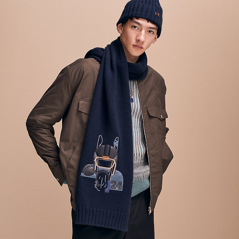 HERMES【エルメス】レザーパッチウールキャップ グレー サイズ58 - 帽子