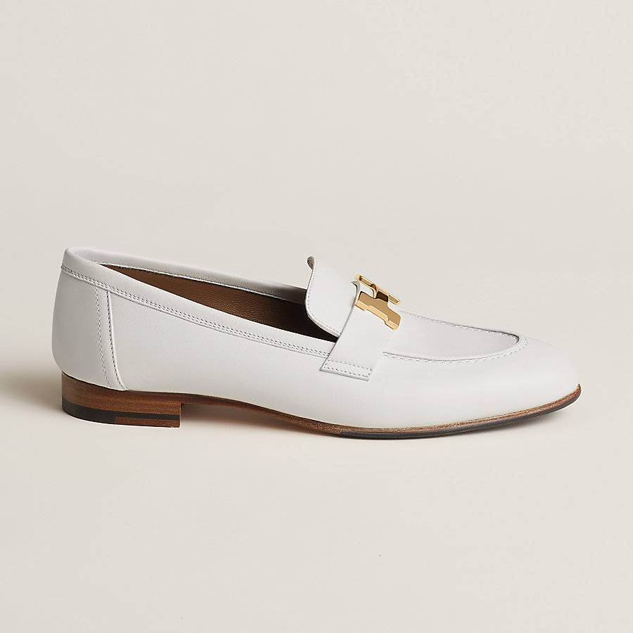 エルメス】モカシンパリ 36.5 ローファー 白 （美品】エルメス HERMES 