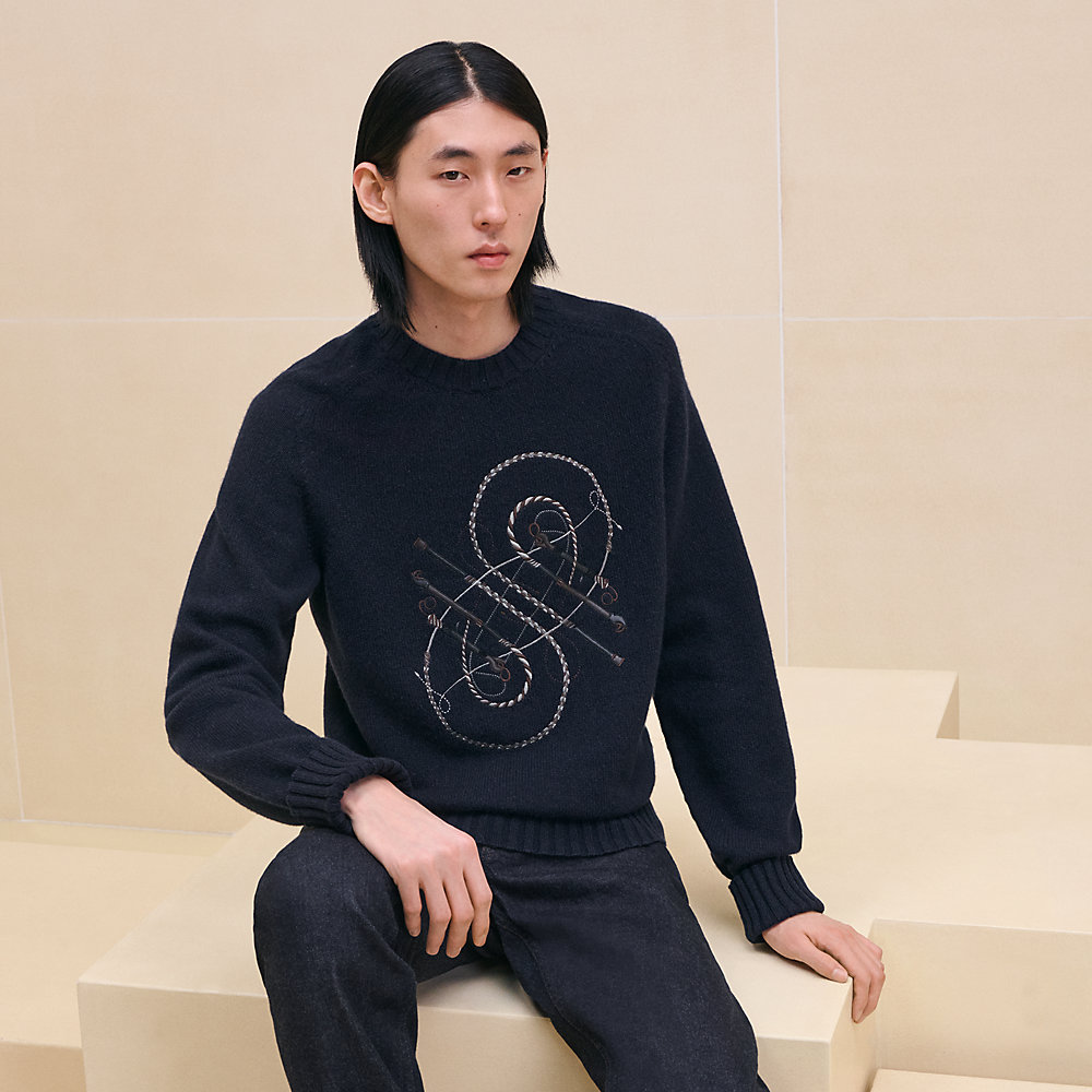 HERMES 黒 好し Vネック カシミアニットワンピース
