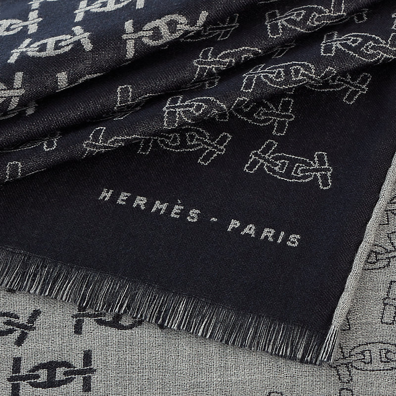 【美品】HERMES リバーシブルマフラー 082042 HERMES リバーシブル マフラー カシミヤ シルク