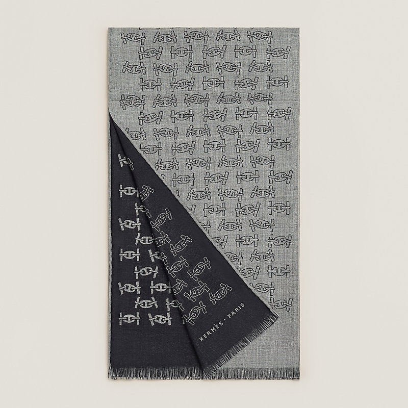 【美品】HERMES リバーシブルマフラー 082042 HERMES リバーシブル マフラー カシミヤ シルク