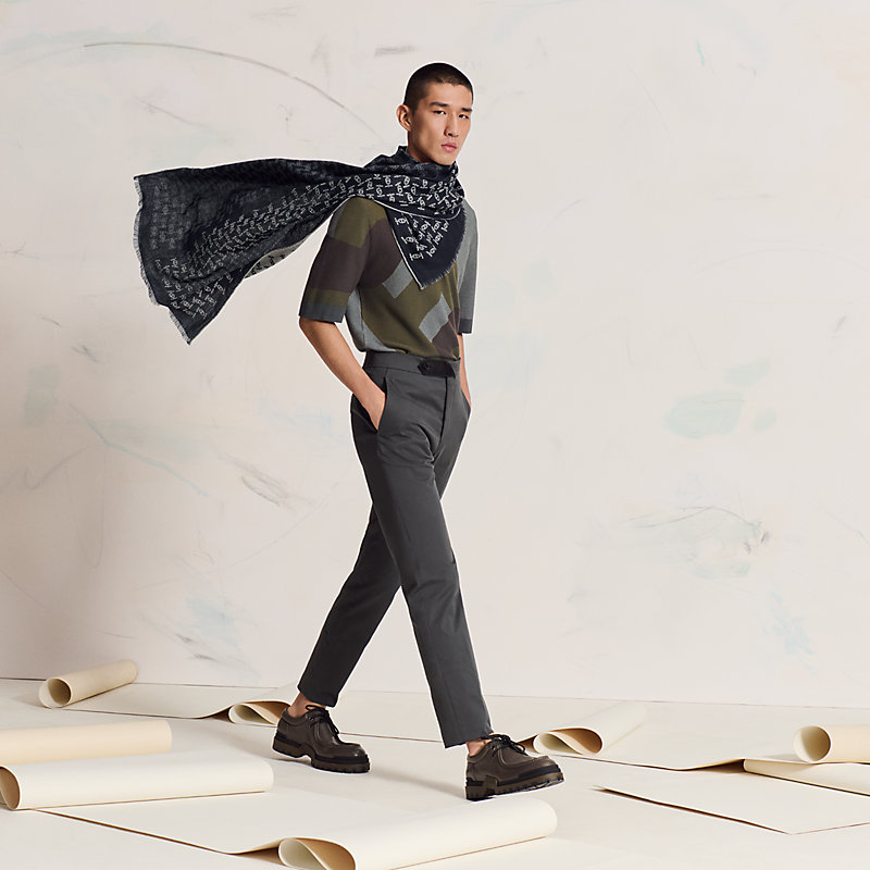 082042 HERMES リバーシブル マフラー カシミヤ シルク 082042 HERMES  