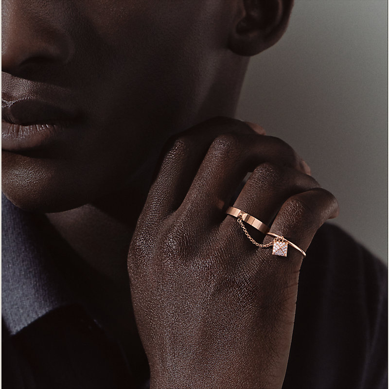 □新同□磨き済□ エルメス ダブルトゥルー リング 指輪 コンビ SV K18  