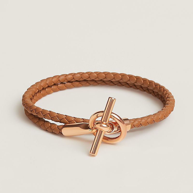 HERMES グレナン ドゥブルトゥール ブレスレット ブラウン ゴールド 