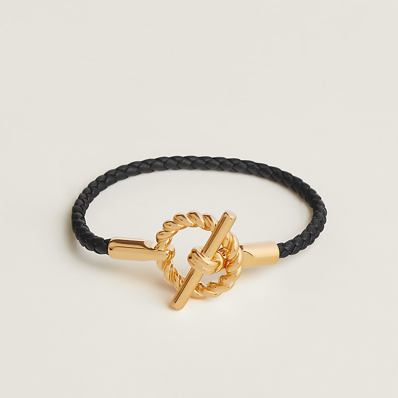 【箱付き】 エルメス レザーブレスレット グレナン ブラック エルメス レザーブレスレット 《グレナン》 ドゥブルトゥール ブラック