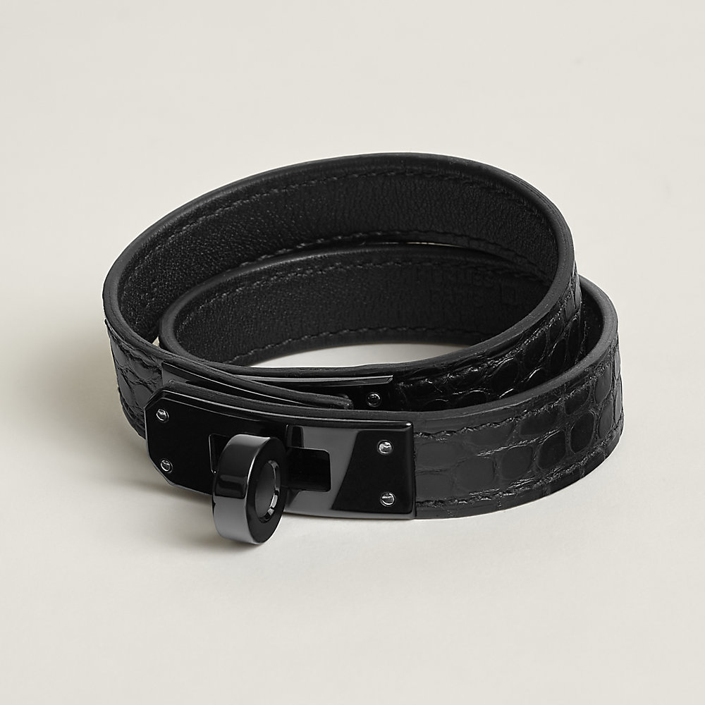 確実正規 甘辛 HERMES エルメス ブラック レザー ブレスレット