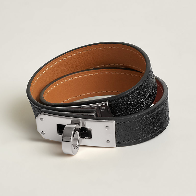 レザーブレスレット 《ケリー》 ドゥブルトゥール - ブラック | Hermès 