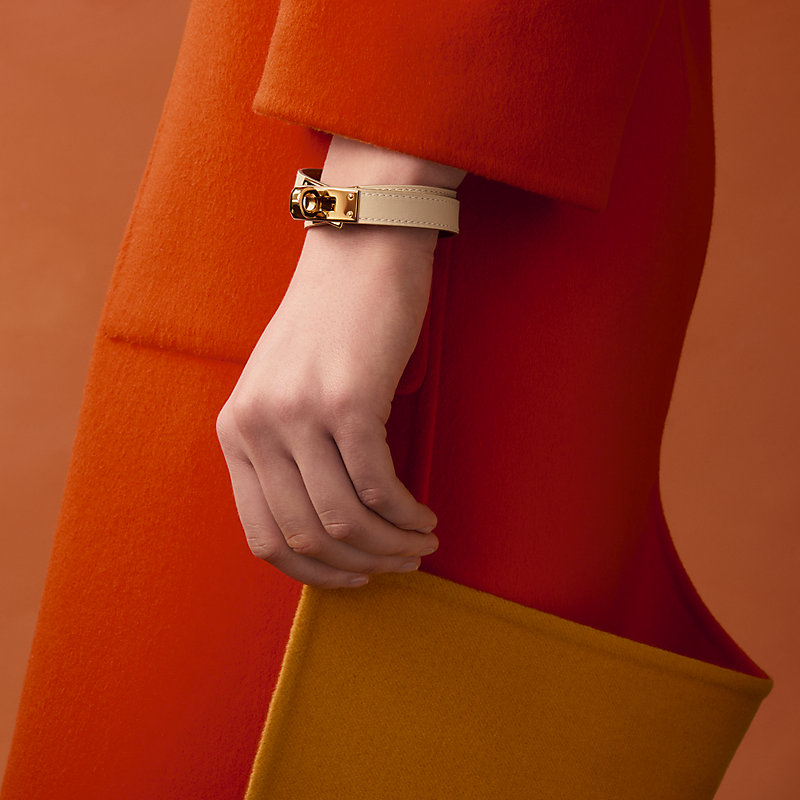 レザーブレスレット 《ケリー》 ドゥブルトゥール - ホワイト | Hermès 