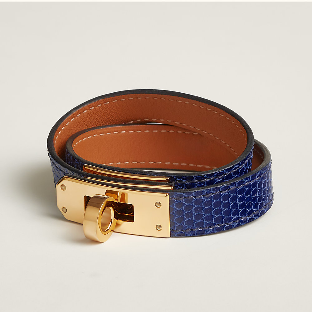レザーブレスレット 《ケリー》 ドゥブルトゥール - ブルー | Hermès 