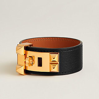 HERMES レザー ブレスレット コリエ・ド・シアン 黒 aq10593 
