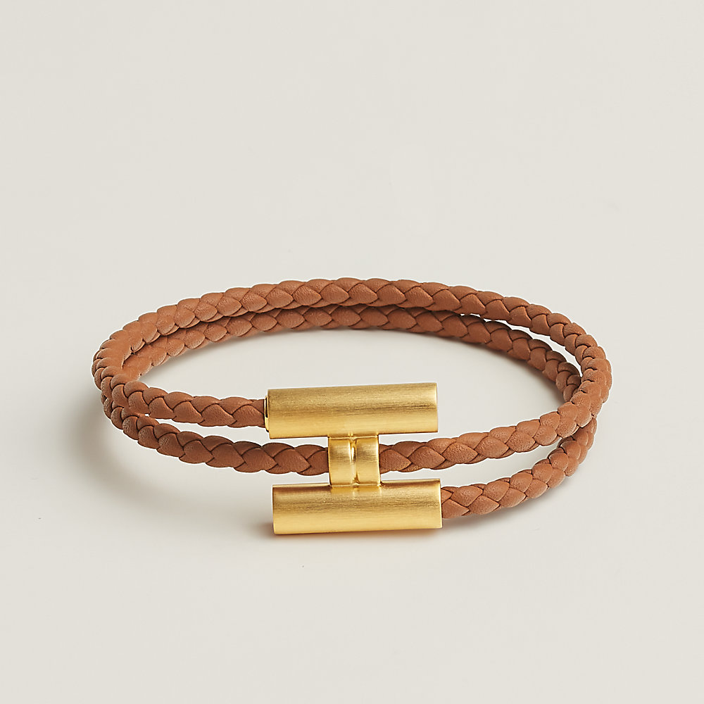 レザーブレスレット 《トゥルニ》 トレッセ - ベージュ | Hermès 