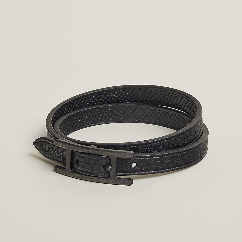 ✨HERMES エルメスビーアピ ドゥブルトゥール レザーブレスレット 