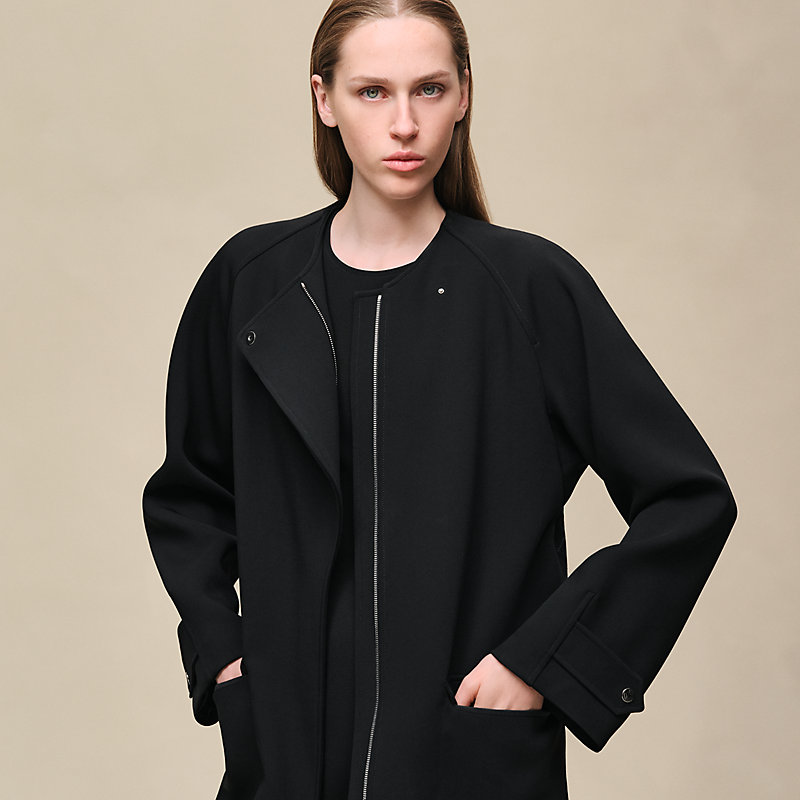 エルメス 黒レザー ライナーロングコート48 ロングコート | Hermès 