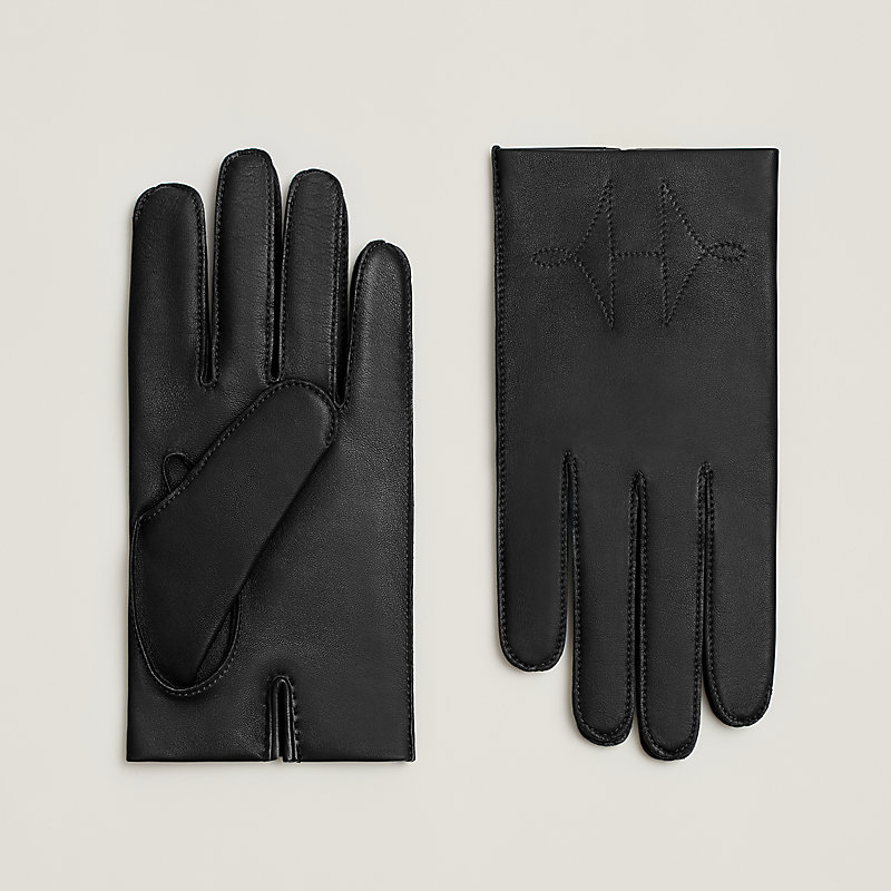 HERMES エルメス レザーグローブ Hモチーフ 手袋 ネイビー 美品 HERMES  