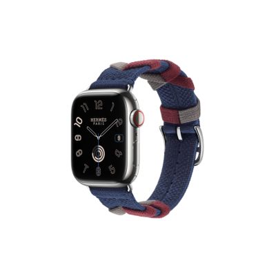 Apple Watch Hermès Series 8 GPS + Cellular 41mm Silver Stainless Steel Case  with Gold Swift Leather Single Tour