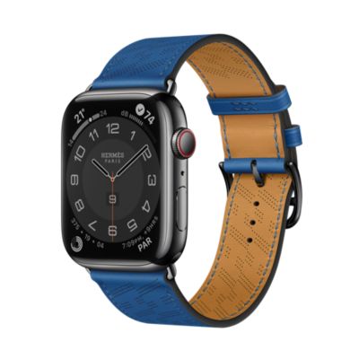 Apple watch hermès stainless steel case 2024 with bleu indigo swift leather single tour