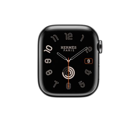 Space Black Series 9 case & Band Apple Watch Hermès Single Tour 45 mm Toile  H