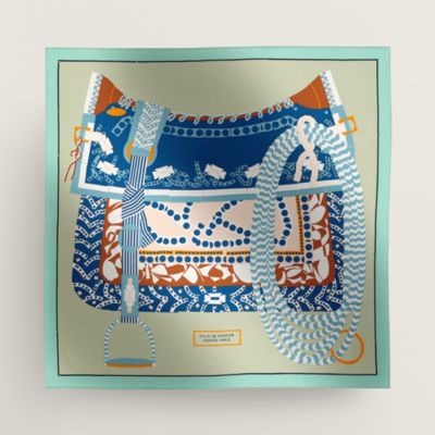 カレ 90 《ガウチョの鞍》 - グリーン | Hermès - エルメス-公式サイト