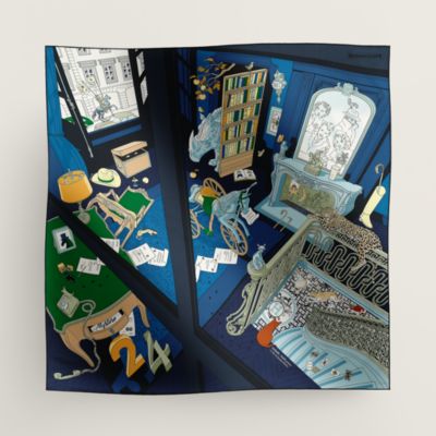 カレ 90 《24番地のミステリー》 - ブルー | Hermès - エルメス-公式サイト 