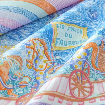 HERMES エルメス シルク カレ スカーフ ブルー プチカレ aq7574 土臭く