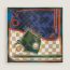 Camails a Carreaux scarf 90, bleu marine/vert/beige