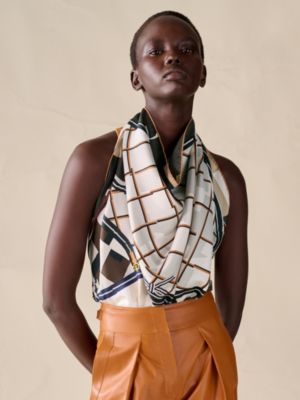 Camails a Carreaux scarf 90, View: Worn, worn, view 2 of 3