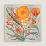Bouquet Final scarf 90, gris cendre/orange/vert