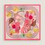 Derby 2000 scarf 90, rose nacre/jaune vif/rose bonbon