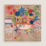 La Nature en Voyage scarf 90, kraft/rose/bleu