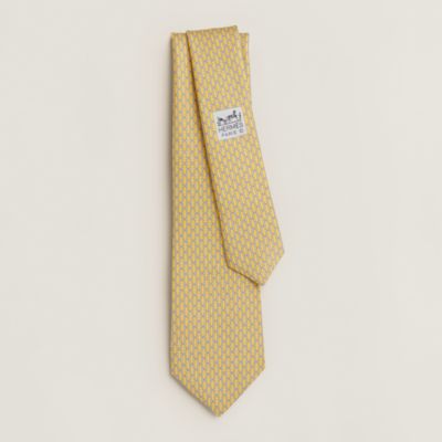 未使用級 エルメス HERMES ネクタイ シルク フランス製 イエロー H柄  
