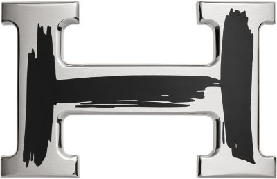 Tube H belt buckle & Leather strap 32 mm