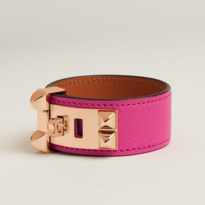 レザーブレスレット 《コリエ・ド・シアン》 - ピンク | Hermès