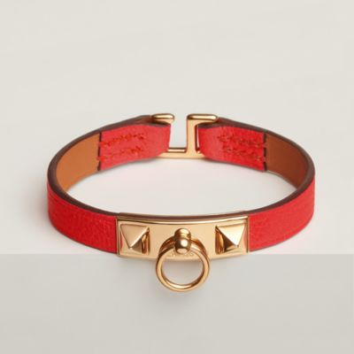 レザーブレスレット 《ケリー》 ドゥブルトゥール - レッド | Hermès