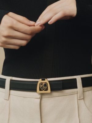 Double Jeu belt buckle & Reversible leather strap 24&nbsp;mm, View: Worn, worn, view 4 of 4