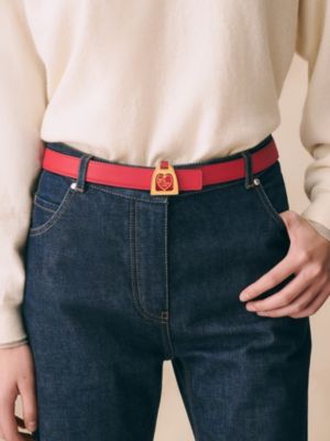 Double Jeu belt buckle & Reversible leather strap 24&nbsp;mm, View: Worn, worn, view 3 of 4