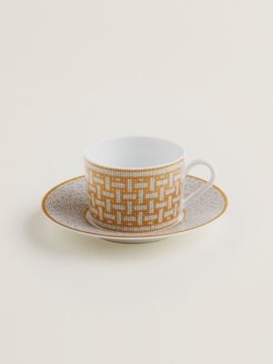 Mosaique au 24 gold tea cup and saucer