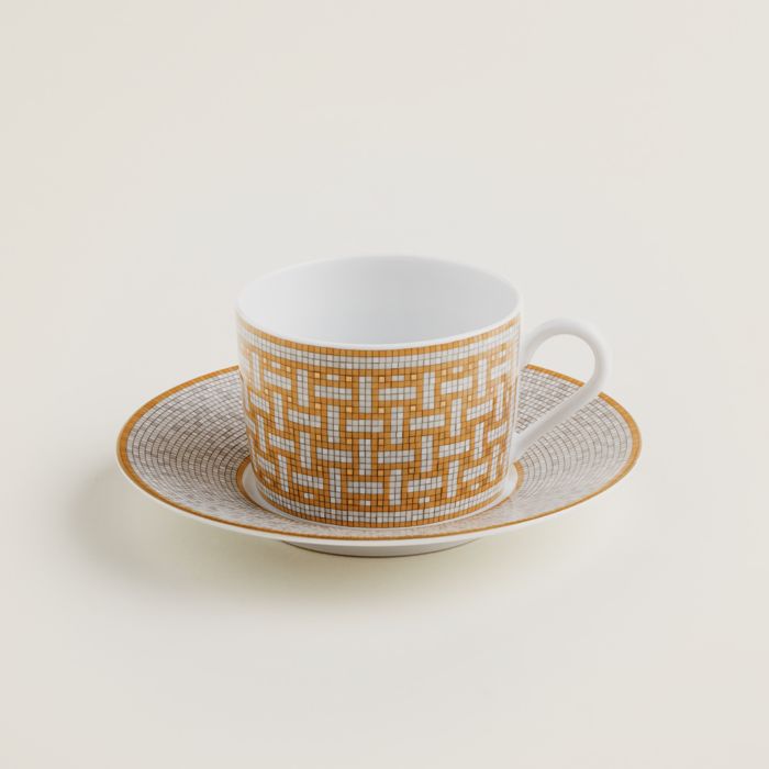 Mosaique au 24 gold tea cup and saucer | Hermès USA