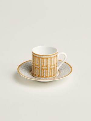 Mosaique au 24 gold coffee cup and saucer | Hermès USA