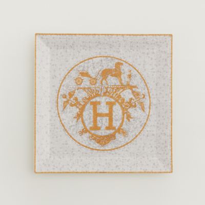 Hermes Mosaique Au 24 Gold Small Lidded Sugar Box with Original Box