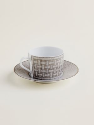 Mosaique au 24 platinum tea cup and saucer, View: front, front, view 3 of 3