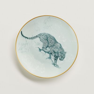 HERMES 赤道直下のスケッチヒョウの絵柄オーバルプレート