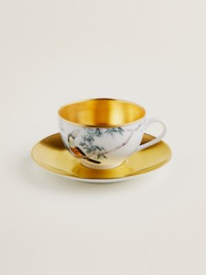 Tasse à thé et soucoupe Carnets d'Équateur or