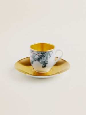 Tasse à café et soucoupe Carnets d'Équateur or